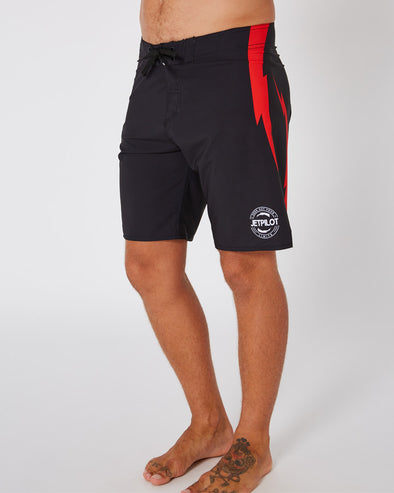 BLK/RD BOLTS MENS BOARDSHORT