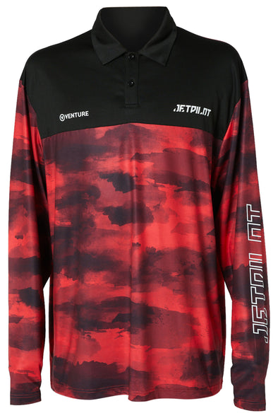 RED CAMO VENTURE MENS LS FISHING POLO