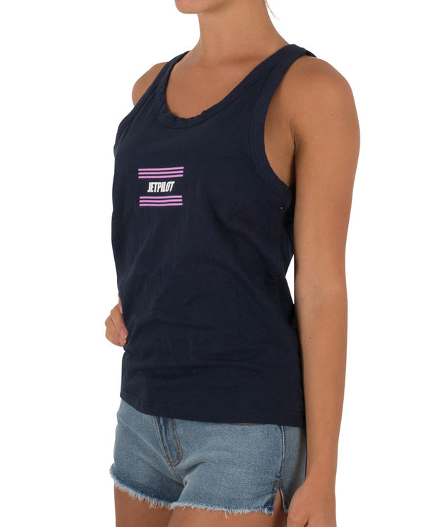 JETPILOT TOMMYS GIRL LADIES TANK BLUE