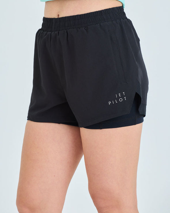 Jetpilot Corp Ladies Elastic Waist Rideshort - Black