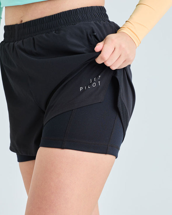 Jetpilot Corp Ladies Elastic Waist Rideshort - Black