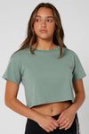 MST GRN FLORA LADIES S/S CROP TEE