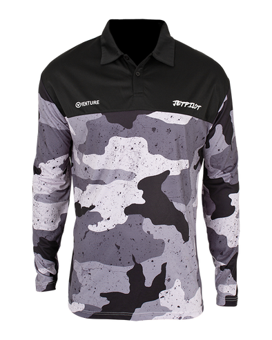 BLK/CMO VENTURE MENS LS FISHING POLO