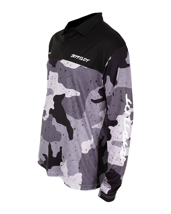 BLK/CMO VENTURE MENS LS FISHING POLO