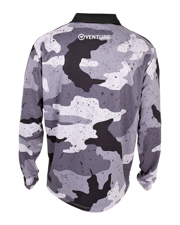BLK/CMO VENTURE MENS LS FISHING POLO