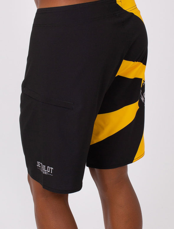 BLK/YEL HARDCORE MENS BOARDSHORTS