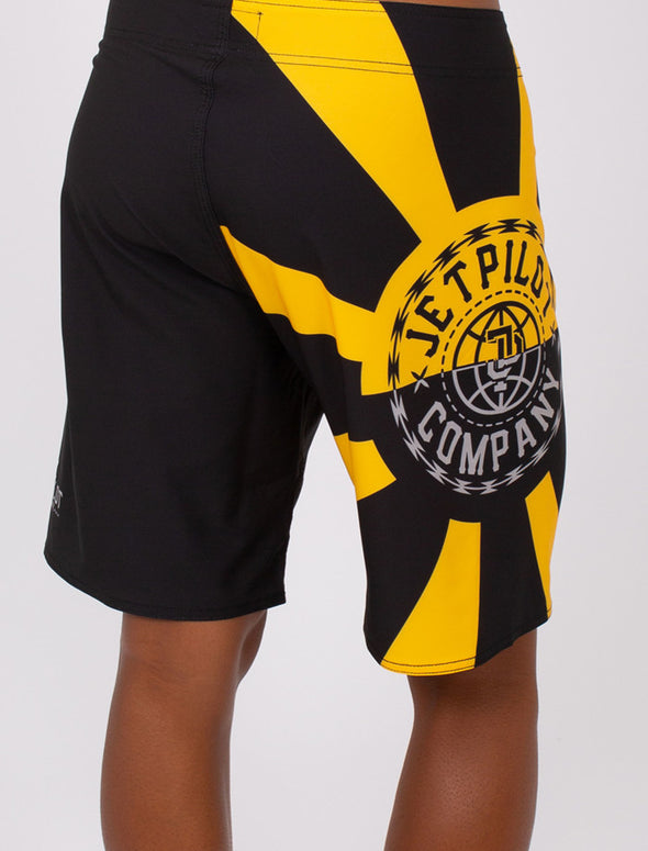 BLK/YEL HARDCORE MENS BOARDSHORTS