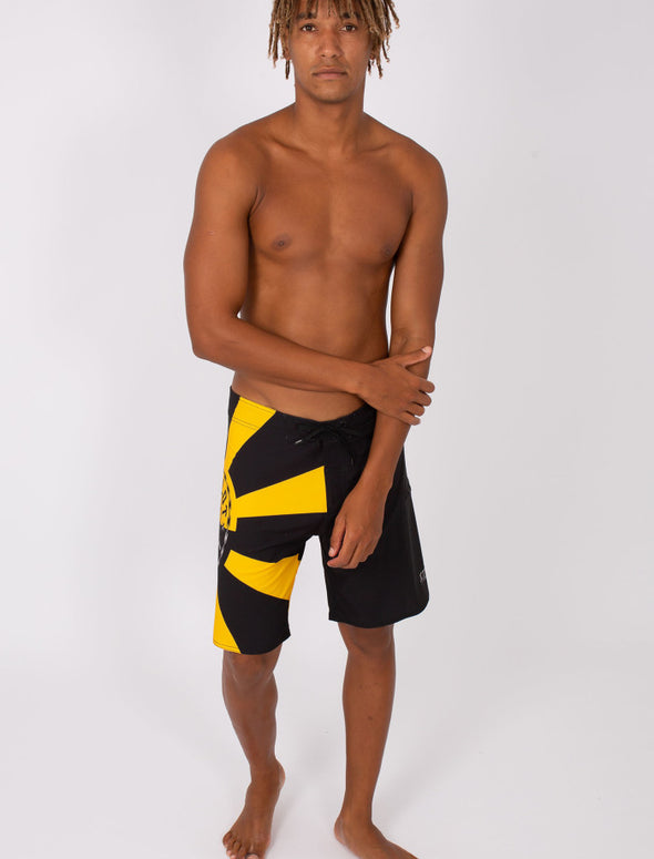 BLK/YEL HARDCORE MENS BOARDSHORTS