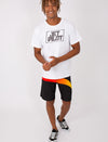 BLK/ORG SIDESWIPE MENS BOARDSHORTS