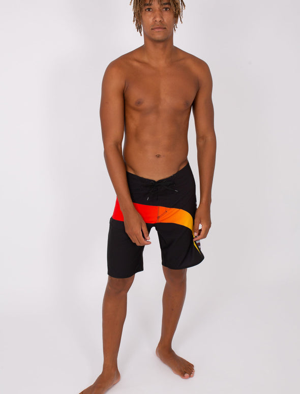 BLK/ORG SIDESWIPE MENS BOARDSHORTS